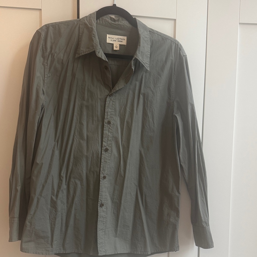 Nili Lotan Olive Button-Up Shirt